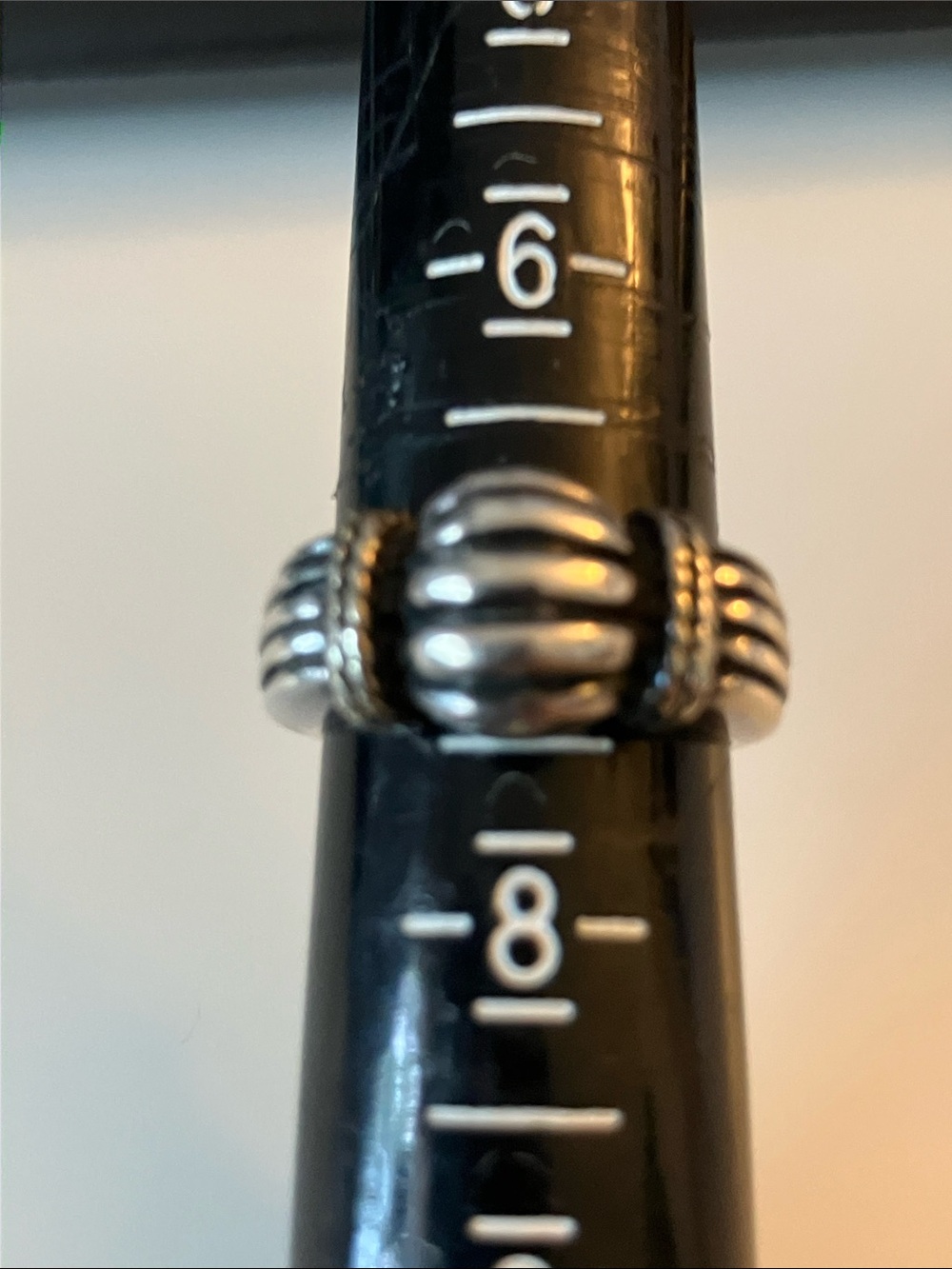 Sterling Silver Ribbed Bead Ring in Silver